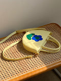 Niche design cream yellow contrast color semicircle flower bag wome summer high-end messenger bag Mart Lion Yellow  