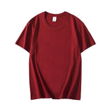100% Cotton T Shirt Women Summer Casual Solid T-shirts Oversized Solid Tees Short Sleeve Female Basic Loose Soft Tops Mart Lion Burgundy S 