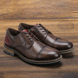 Retro Men Derby Shoes Casual Leather Mart Lion   