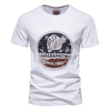 Printed T Shirt for Men's Casual O-neck Slim Fit Clothing Summer 100% Cotton Mart Lion White Size M 50-55kg 