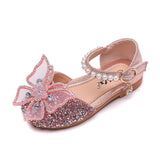 Girls Sequin Lace Bow Kids Shoes Girls Cute Pearl Princess Dance Single Casual Children's Party Wedding Mart Lion Pink 21 