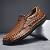 Men's Flats Moccasins Luxury Loafers Handmade Black Leather Casual shoes Mart Lion   