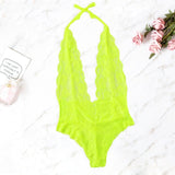 One Pieces Lace Backless Nightgown Deep V Sleepwear Women Nightwear Female Erotic Lingerie Mart Lion green S 