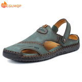 Summer Men's Sandals Outdoor Non Slip Soft Slippers Leather Beach Sandals Classic Roman Flat Wading Shoes Mart Lion   