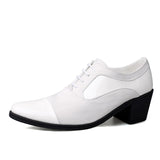Black Formal Shoes for Men's Pointed Leather Elegant Dress Shoes Lace-up Heel Shoe zapatos hombre vestir Mart Lion White 820 38 