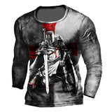 Winter Men's Skull Shirt Super Vintage Long Sleeve T-shirt 3d Printed Knight T-shirt Shirt