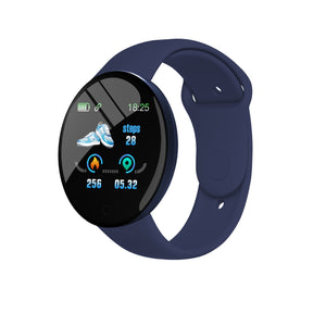 D18/D18S smart bracelet color round screen heart rate blood pressure sleep monitor meter step exercise smartwatch phone watch Mart Lion D18S Dark Blue  