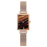 Women Wristwatches Full Stainless Steel Square Ladies Quartz Watch Bracelet Set Mart Lion C4 Brown China 