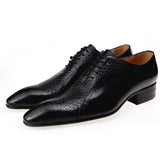 Dress Men's Leather Genuine Office Luxury Pointed Formal Shoes For Lace Up office Wedding Breathable Zapatos Hombre Vestir Mart Lion Black 39 