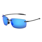 Classic Sports Rimless Sunglasses Men Women Male Driving Golf Rectangle Ultralight Frame UV400  De Sol Mart Lion Blue Other 