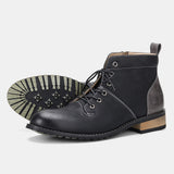 American Style Men's Boots Retro Brand Ankle Leather Mart Lion Black 671 7 