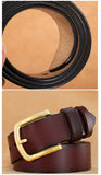 Belt for Men's Real Cowskin Genuine Leather Long Gold Alloy Pin Buckle Waist Strap Belts Mart Lion   
