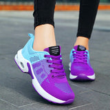Air Cushion Sneakers Women Breathable Lightweight Lace-up Shock Absorption Casual Sports Running Shoes Vulcanized Mart Lion Purple 36 
