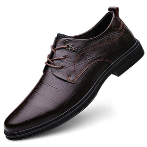 100% Genuine Leather shoes Men's Leisure Dress Elegant Sapato social masculino Lace Up Formal Oxfords Mart Lion Brown 6.5 
