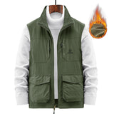Winter Men's Fleece Warm Vest Many Pockets Autumn Casual Thick Multi Pocket Waistcoat Photographer Sleeveless Jacket Mart Lion   