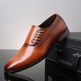 Men Retro Casual Shoes Men's Lace-Up Leather Dress Office Flats Wedding Party Oxfords Mart Lion Light Brown 38 China