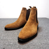 British Style Chelsea Boots Men Shoes Classic Casual Party Street Daily Classic Slip-On Faux Suede Solid Ankle Mart Lion   