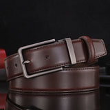 Men's Pin Buckle Leather Texture Luxury Brand Design Belt Loop Simple Casual Trend Youth Pants Belt Mart Lion 90 Dark Brown CN 70CM Europe55