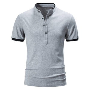 Summer Polo Shirts Men's Cotton Short Sleeve Causal Polo Shirts Solid Color Slim Tops Tees Clothing Mart Lion light grey S 