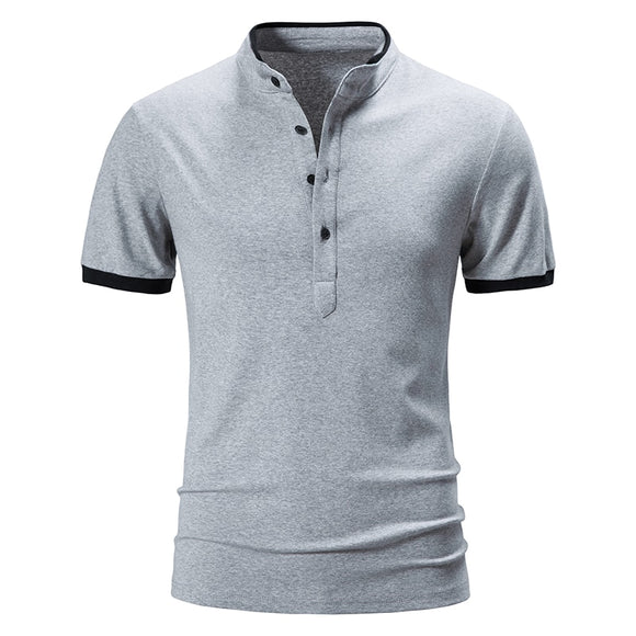 Summer Polo Shirts Men's Cotton Short Sleeve Causal Polo Shirts Solid Color Slim Tops Tees Clothing Mart Lion light grey S 