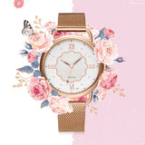 Ladies Watch Women Stainless Steel Dress Wristwatch Flower Bracelet Watches  Relogio Feminino Mart Lion   