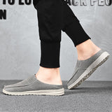 Canvas Slip-ons Gray Slippers Summer Men's Galoshes Breathable Casual Loafer Flat Driving Shoes