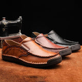 Casual Men's Shoes Genuine Leather Handmade Loafers Moccasins Slip on Driving Mart Lion   