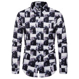 Shirts Men's Dress Casual Abstract Spider Web Print Long Sleeve Camisa Social Gradient Elasticity Mart Lion YS023 S 