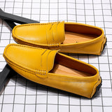 Trendy Men's Shoes Casual Slip Loafers Breathable Brand Soft Moccasins Luxury Driving Mart Lion Yellow 38 