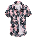 Aloha Hawaiian Shirt Men's Clothes Summer Camisa Havaiana Coconut Tree Printed Short Sleeve Men's Beach Wear Mart Lion 14 pink Asian 2XL for 80KG 