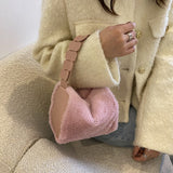  Autumn And Winter Lamb Wool Bags Women Bags Tide Pure Color Chain Handbag Niche Texture Single Shoulder Crossbody Bag Mart Lion - Mart Lion
