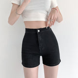 Women Shorts Jeans Peach Summer Mini Elegant Lady Skinny Denim Shorts Female Casual Cycling Short Harajuku Mart Lion Black XS 