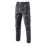 100% Cotton Men's Cargo Trousers Casual Pants Zipper Multi-pockets Streetwear Pants Mart Lion 30 DarkGrey 
