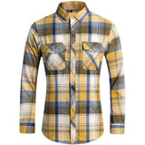 Men's Autumn Clothes Plaid Shirt Vintage Double Pocket Social Camisa Hombre Formal Dress Shirts Men's Clothing Mart Lion   
