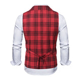Red Plaid Suit Vest Men's Vintage Double Breasted Waistcoat Steampunk Clothing Men's Terno Masculino Slim Uniform Vest