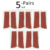 Veridical 5 Pairs/Lot Cotton Five Finger Socks For Men's Solid Breathable Harajuku Socks With Toes Mart Lion Red EU39-45  US7-11 