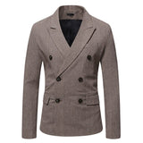 Saco Hombre Elegante Men's Suits Jackets Vintage Double Breasted Plaid Dress Coat Classique Homme