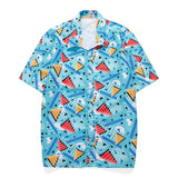 Men's Hawaiian Shirt Casual Colorful Printed Beach Aloha Short Sleeve Camisa Hawaiana Hombre Mart Lion 21 Asian 3XL for 87KG 