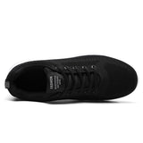 Men's Leather Walking Jogging Sneakers Running Sport Shoes Black Lightweight Athletic Trainers Breathable Mart Lion   