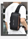 Multifunction Patent Leather Chest Bag Men's Waterproof Crossbody Bag Anti-theft Travel Bag Male USB Charging Chest Bag Pack Mart Lion   