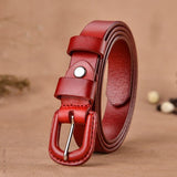 Anti-Metal Allergy Belt Ladies Belt Girl Top Layer Cowhide Pin Buckle Casual All-Match Narrow Pure Cowhide Belt Mart Lion Big Red 2.3 CM China 95CM Europe80