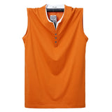 Men's Sleeveless Cotton Tank Top Solid Muscle Bodybuilding Vest Undershirts O-neck Gym Clothing T-shirt Street Workout Vest Mart Lion Orange L 