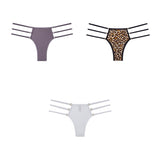 3pcs Low Rise Leopard Panties For Woman String Underwear Briefs Solid Panties Ladies Seamless Panty Mart Lion gray-leopard-white M China|3PCS