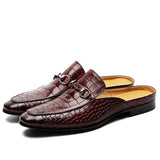 MenLeather Loafers Back Space Casual Small Leather Shoes Slippers Mart Lion Wine Red 38 