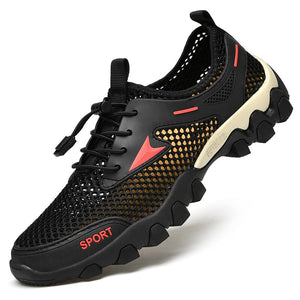 men's summer mountaineering non-slip mesh breathable outdoor leisure mesh shoes Mart Lion Black 38 