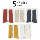 Veridical 5 Pairs/Lot Cotton Five Finger Socks For Men's Solid Breathable Harajuku Socks With Toes Mart Lion mixed1 EU39-45  US7-11 