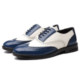 Men's Formal Brogue Shoes Luxury Dress Oxford Designer Casual Leather Mart Lion Blue 38 