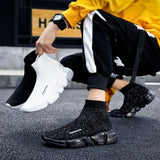 Summer Black Socks Sneakers Men's Slip on Sports Shoes Flats Unisex Breathable Adult Casual Women shoes Mart Lion   