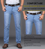 Top Classic Style Men Summer Jeans Casual Light Blue Stretch Cotton Denim Trousers Mart Lion   