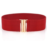 Belts For Women Black Simple Waist Casual Elastic Ladies Band Round Buckle Decoration Coat Sweater Dress Accessories Mart Lion Red One Size 